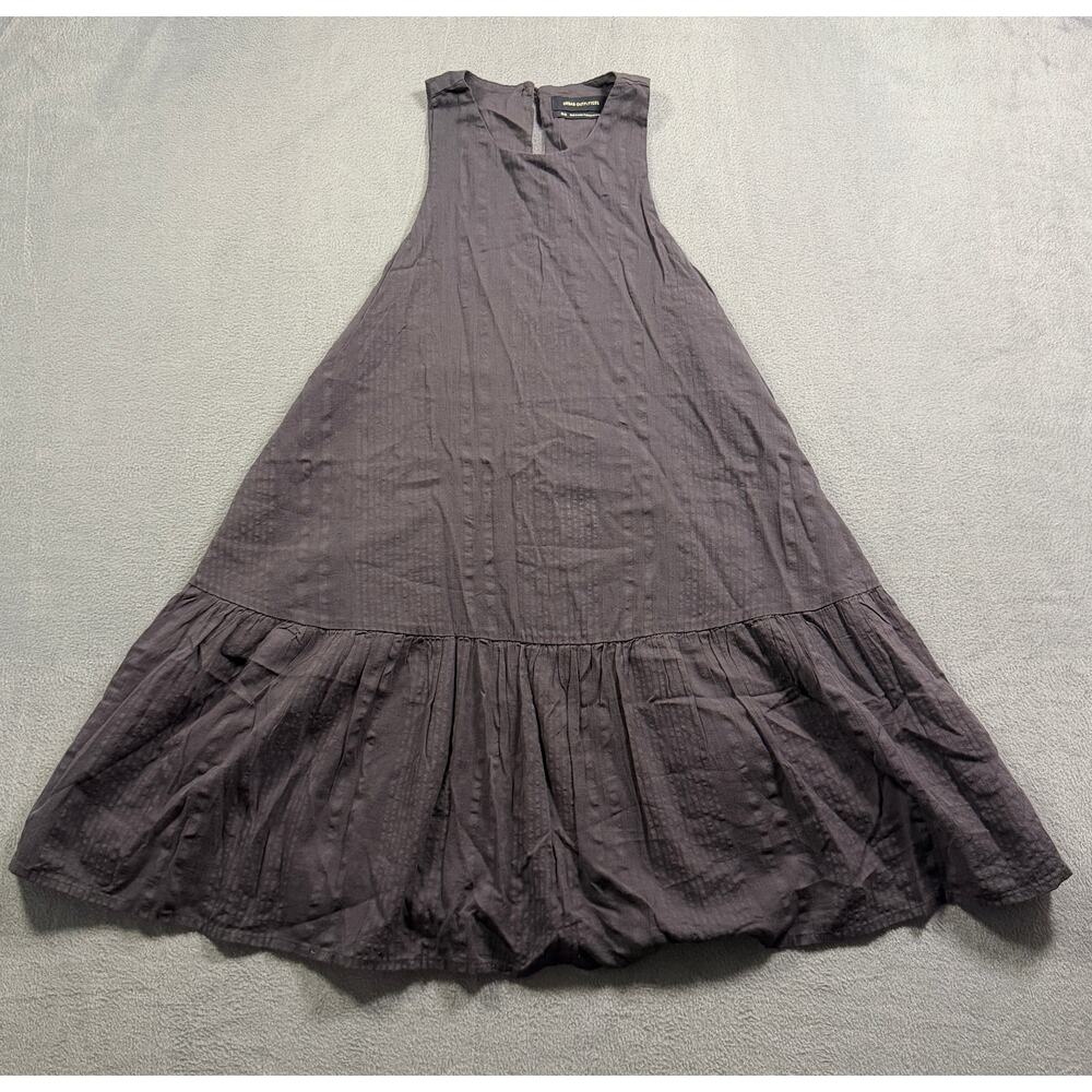 Urban Outfitters Charcoal‎ Grey Linen Blend Tiered Babydoll Mini Dress Women M